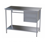 Стол медицинский инструментальный из нержавеющей стали Э-1180/590/1-ПЯП2 с двумя подвесными ящиками и полкой